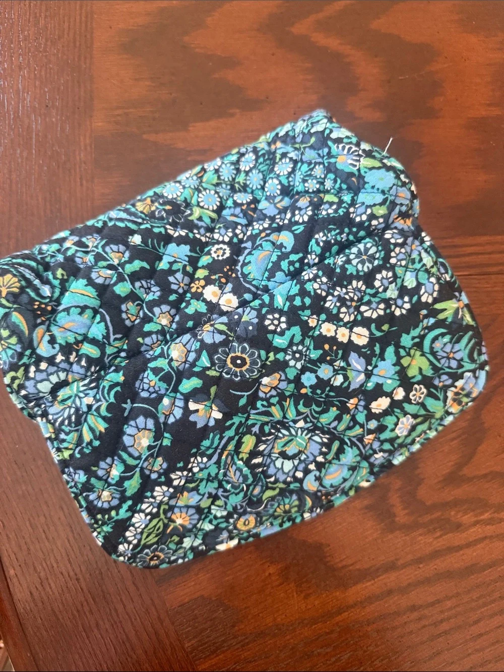 Vera Bradley Black Teal Floral Quilted Cosmetic Case - On a Roll Case - Dreamer